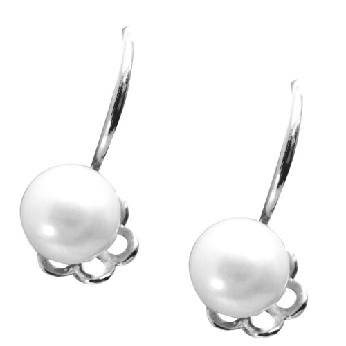925 dangling silver white pearl earrings