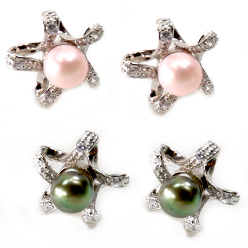 Star Shaped 925 sterling silver pearl earrings