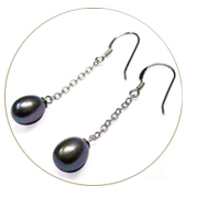 Dangling Teardrop Pearl Earrings Silver 4 Colors of Pearls