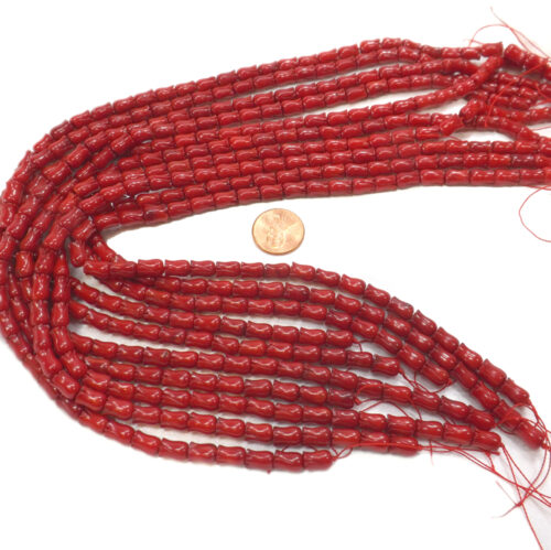 6x9mm Vase Shaped Genuine Red Coral Beads on a Temporary Strand