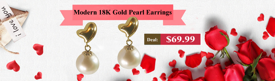 Modern 18K Yellow Gold Heart Shaped 7mm High Quality Round Pearl Earrings