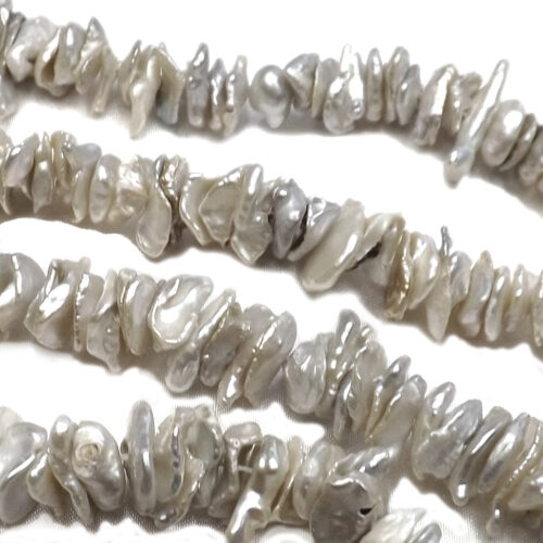 grey colored center drilled 7-9mm keshi pearl strands