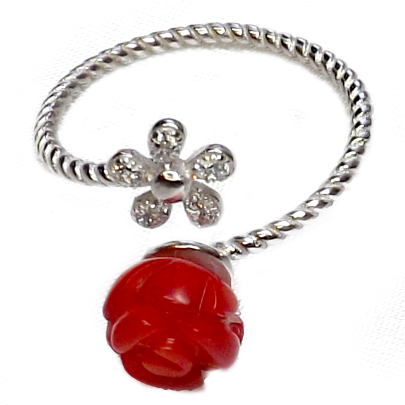 925 sterling silver coral ring