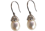 drop pearl earrings in 925 silver