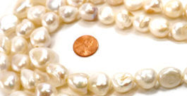 14-16mm Huge Sized White Colored Baroque Pearl Strand Drilled Larger Holes