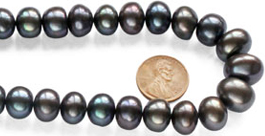 Large 12-13mm AA+ Black Button Pearl Strand