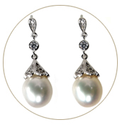 Gorgeous 925 Sterling Silver Filigree Drop Pearl Earrings
