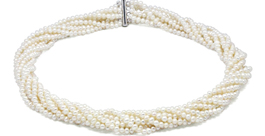 8-Row Semi-Round Pearl Necklace 925 Silver