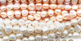 7-8mm White Pink Mauve and Black Colored Baroque Shaped Pearl Strands