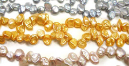 Grey Gold and Light Purple Keshi 5-7mm Seed Pearl Strand