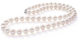 6.5-7.5mm High AA+ Quality Round Pearl Necklace 14K Solid Gold