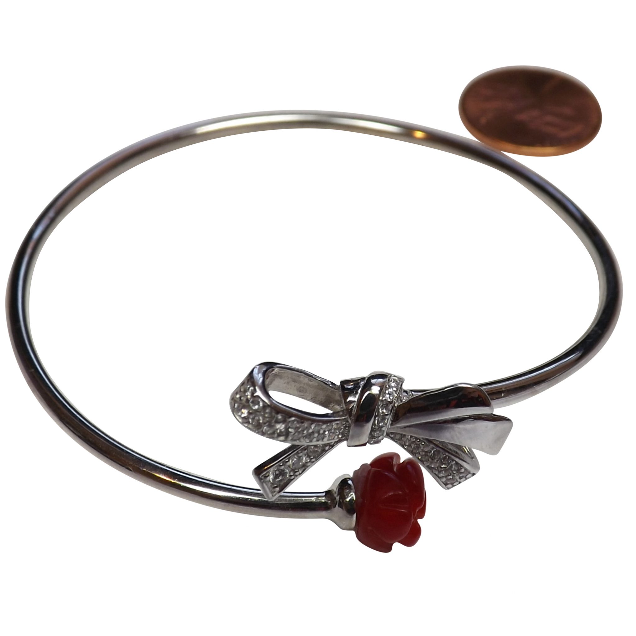 925 Sterling Silver Coral Bangle