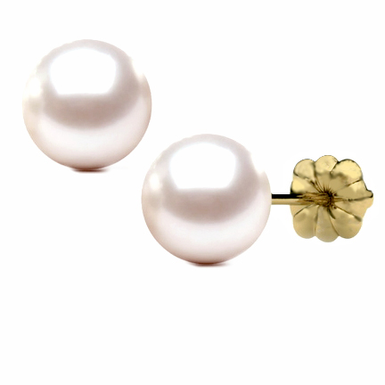 14k gold japanese akoya pearl studs earrings