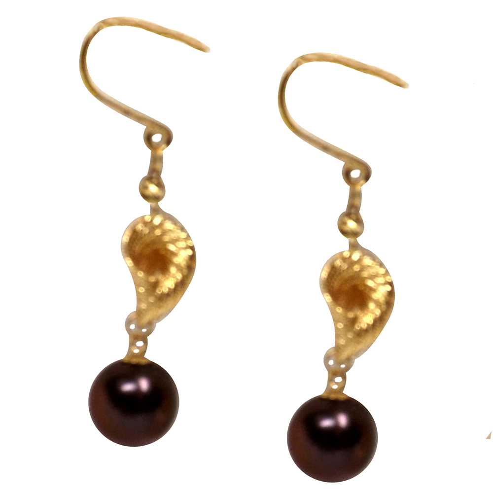 18k yellow gold pearl earrings