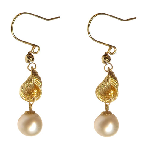 18ky gold white pearl earrings