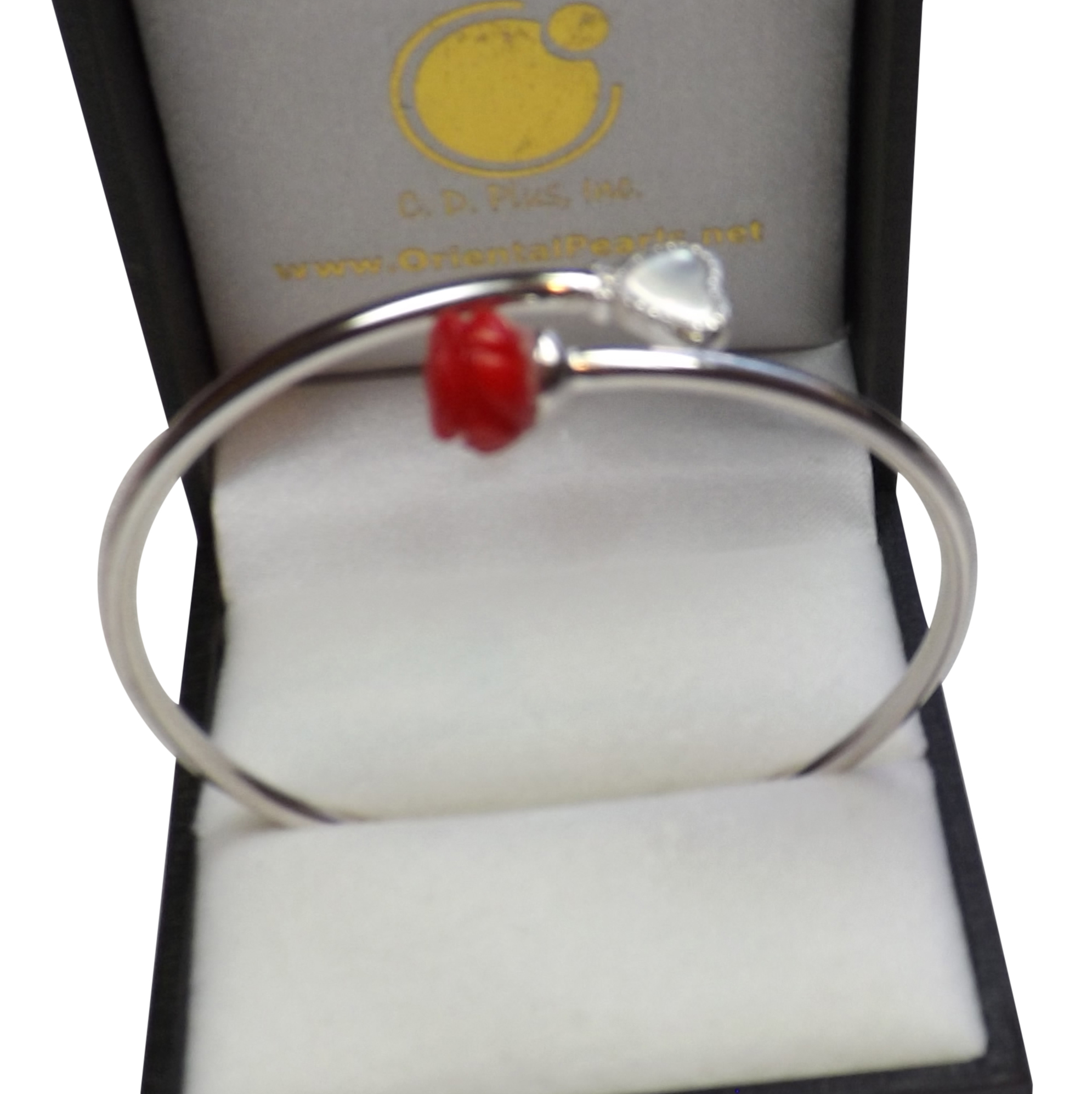 925 Sterling Silver Coral Bangle