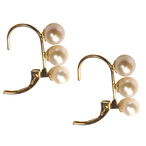 18k yellow gold 3 pearl earrings
