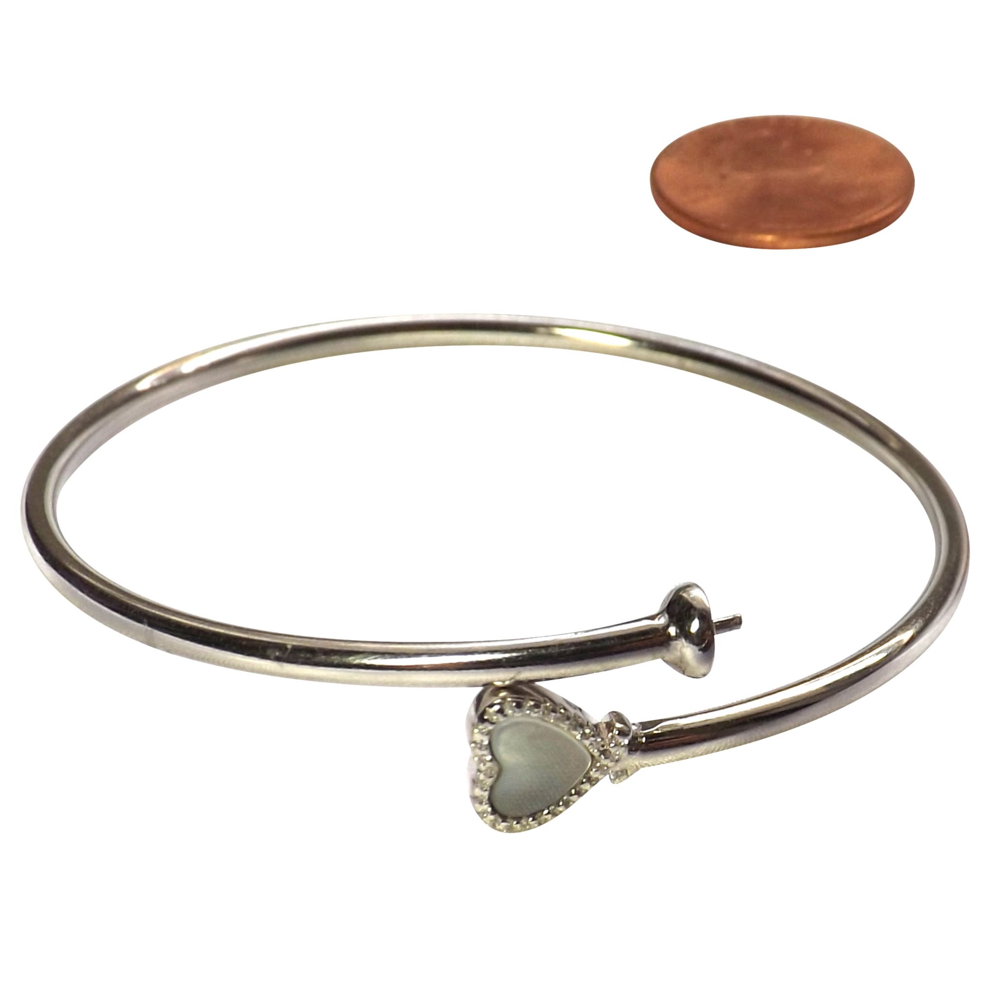 925 Sterling Silver Bangle Setting with Moonstone Heart