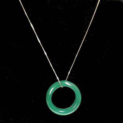 bright green jade silver necklace