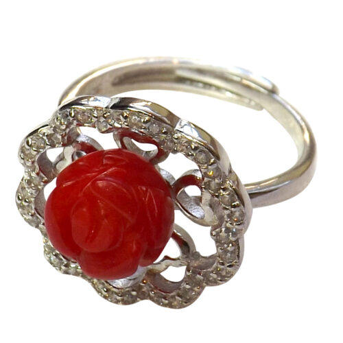 925 sterling silver coral ring