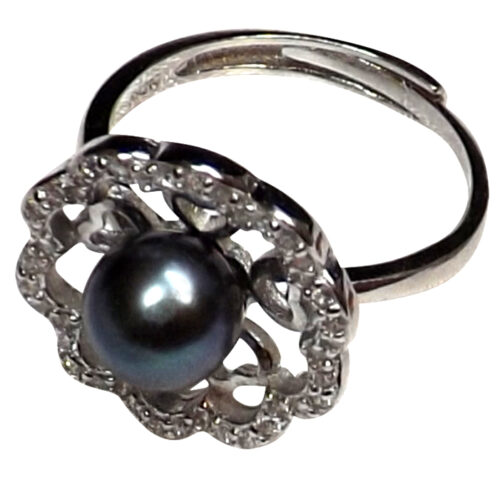 925 sterling silver black pearl ring