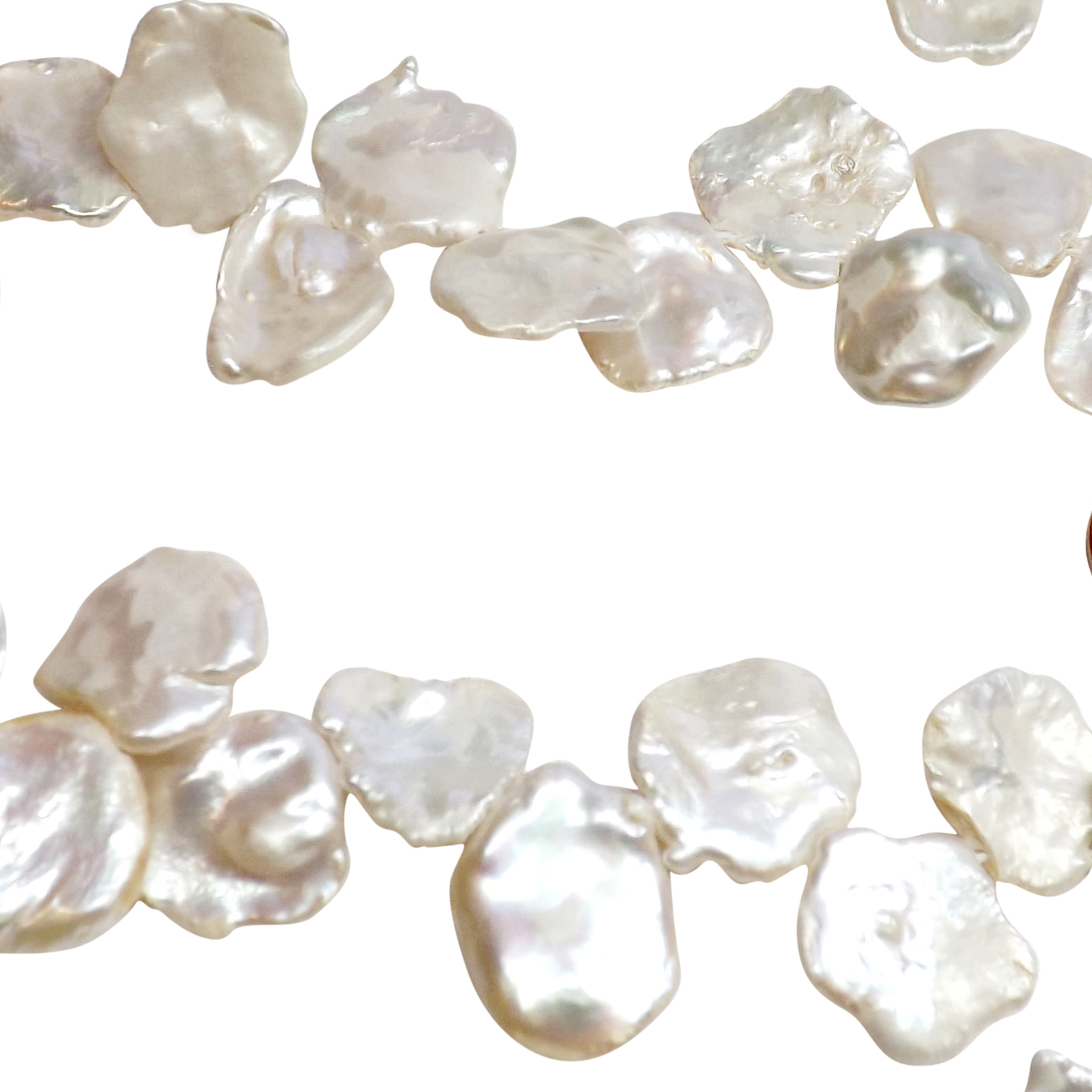 Large 15 x 19mm Sized White Keshi Pearl Strand