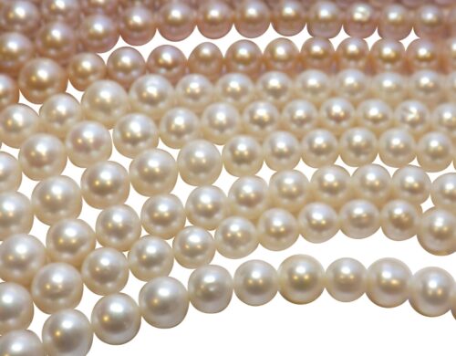 Huge Sized 11-13mm Round Mauve and white colored Pearl Strands