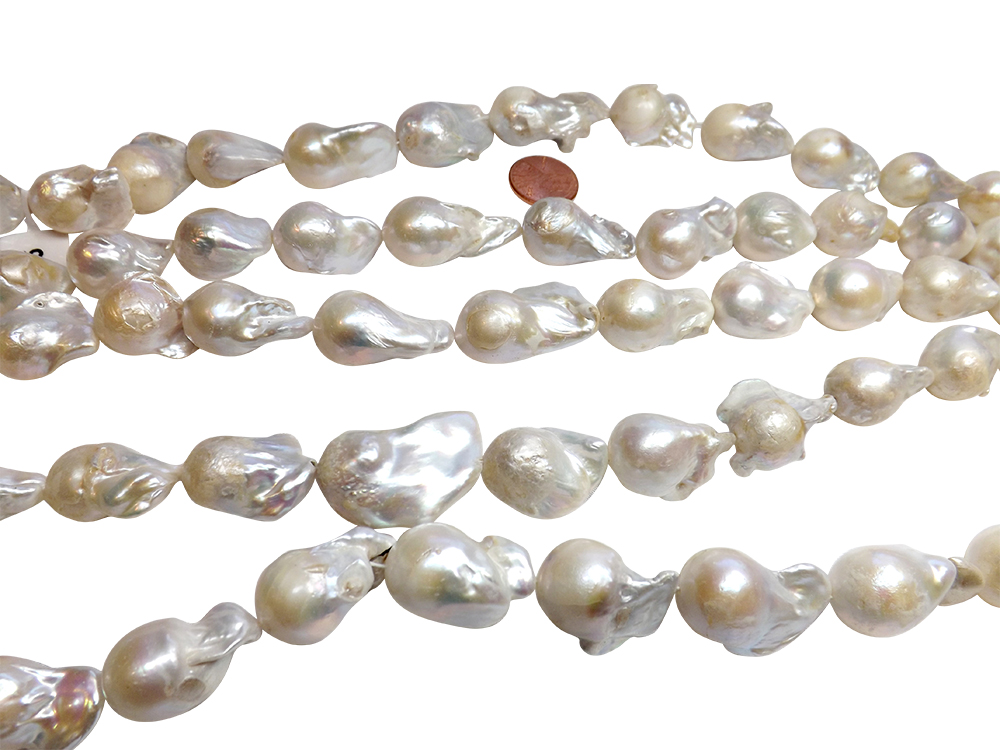 18x25mm Bead Nucleated Large Sized Baroque Pearl Strands with High Luster and Nice Shape
