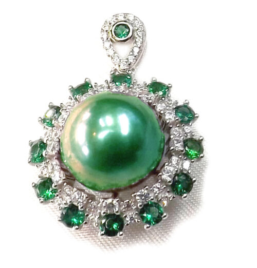18KG over 925 Sterling Silver Flower gemstone setting in diamonds and emeralds