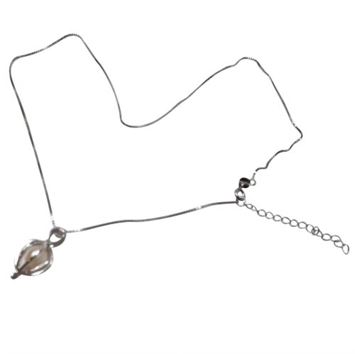Adjustable length heart shaped 925 pearl cage necklace