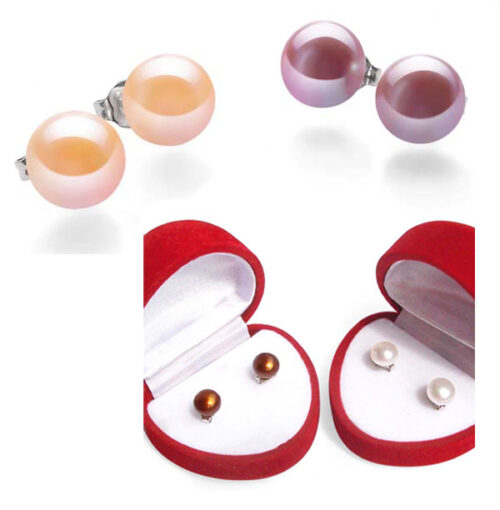 925 sterling silver white pink, lavender pearl studs earrings