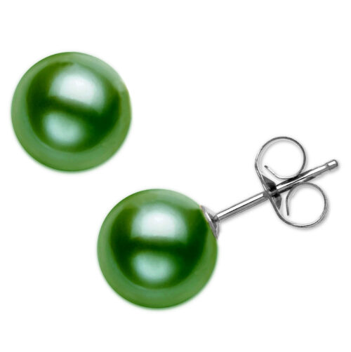 dark green pearl earrings in sterling silver