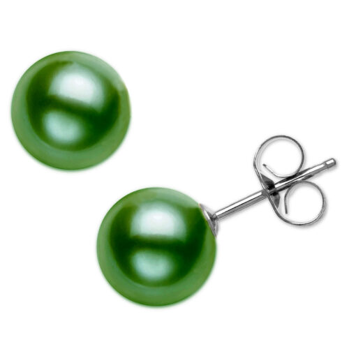 dark green pearl earrings in sterling silver