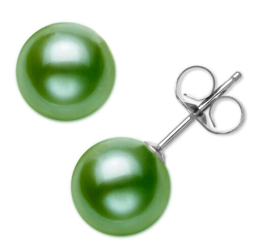 light green pearl earrings in sterling silver