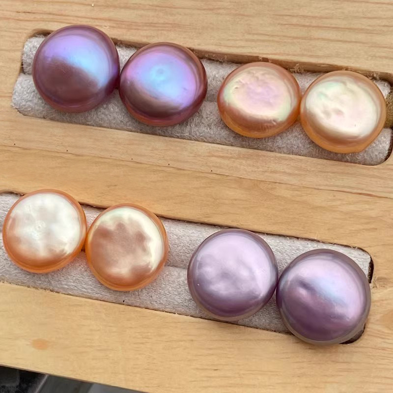 Coin Pearl Stud Earrings in 925 Sterling Silver