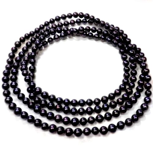 Black 6-7mm Classless Pearl Rope Necklace 50in Long