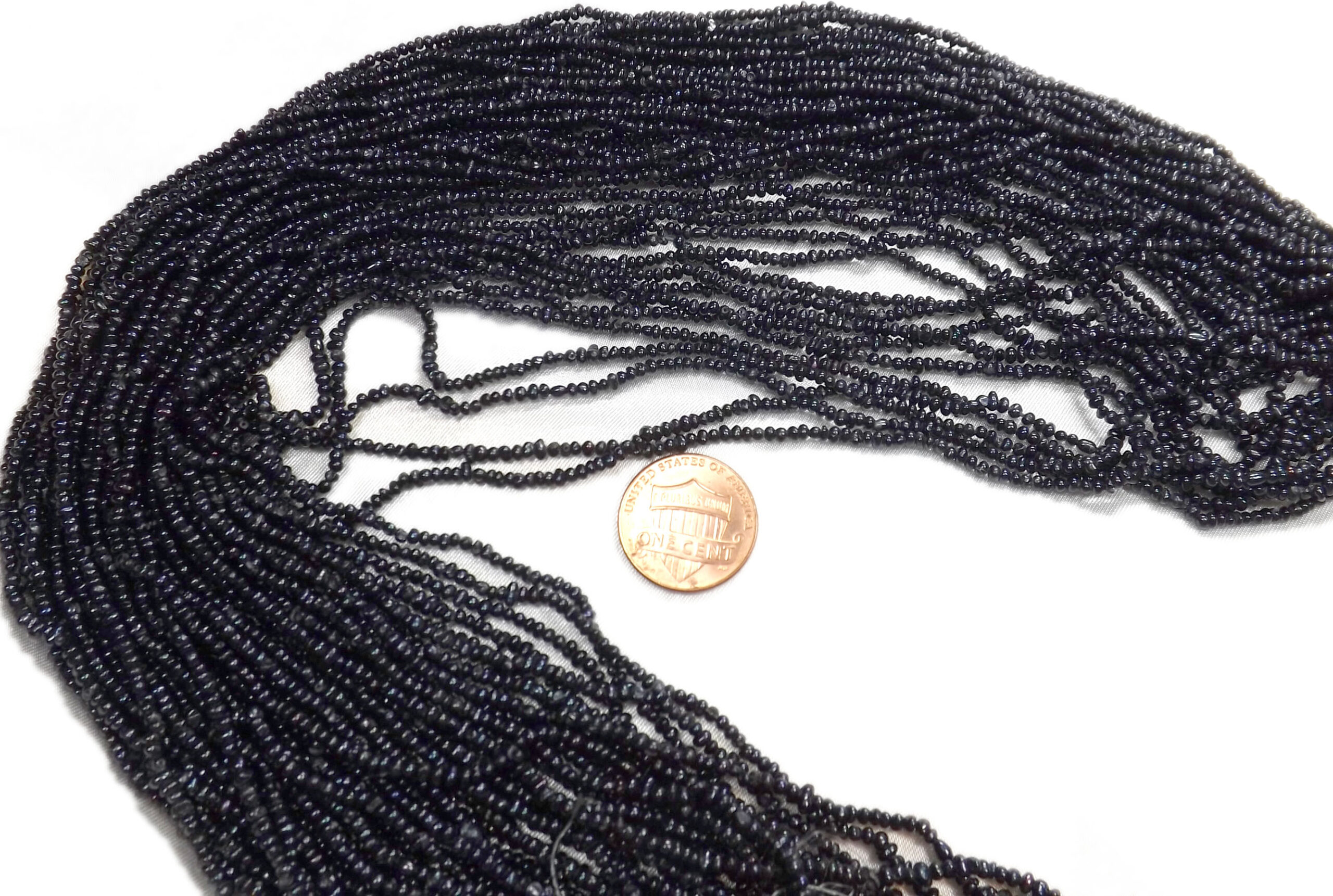 Black 1-2mm Tiny Seed Pearls Strand