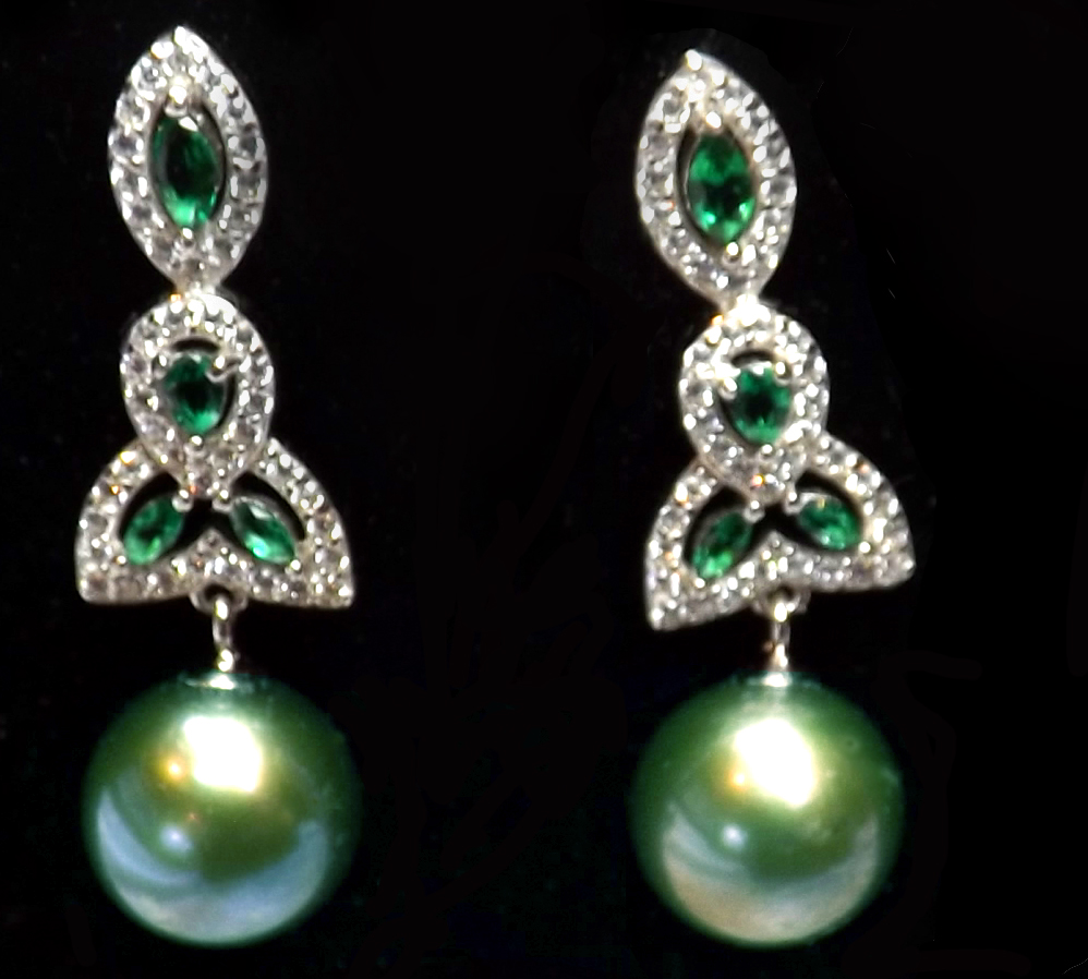 925 Sterling Silver Jade Pearl Earring
