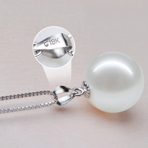 real round pearl pendant in 18k white gold