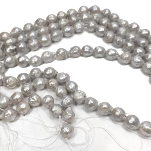 Grey Colored 12-13mm Baroque Pearl Strand 1.5mm Holes