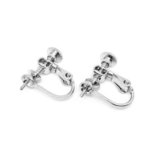 white gold plated sterling silver clip on earrings settings