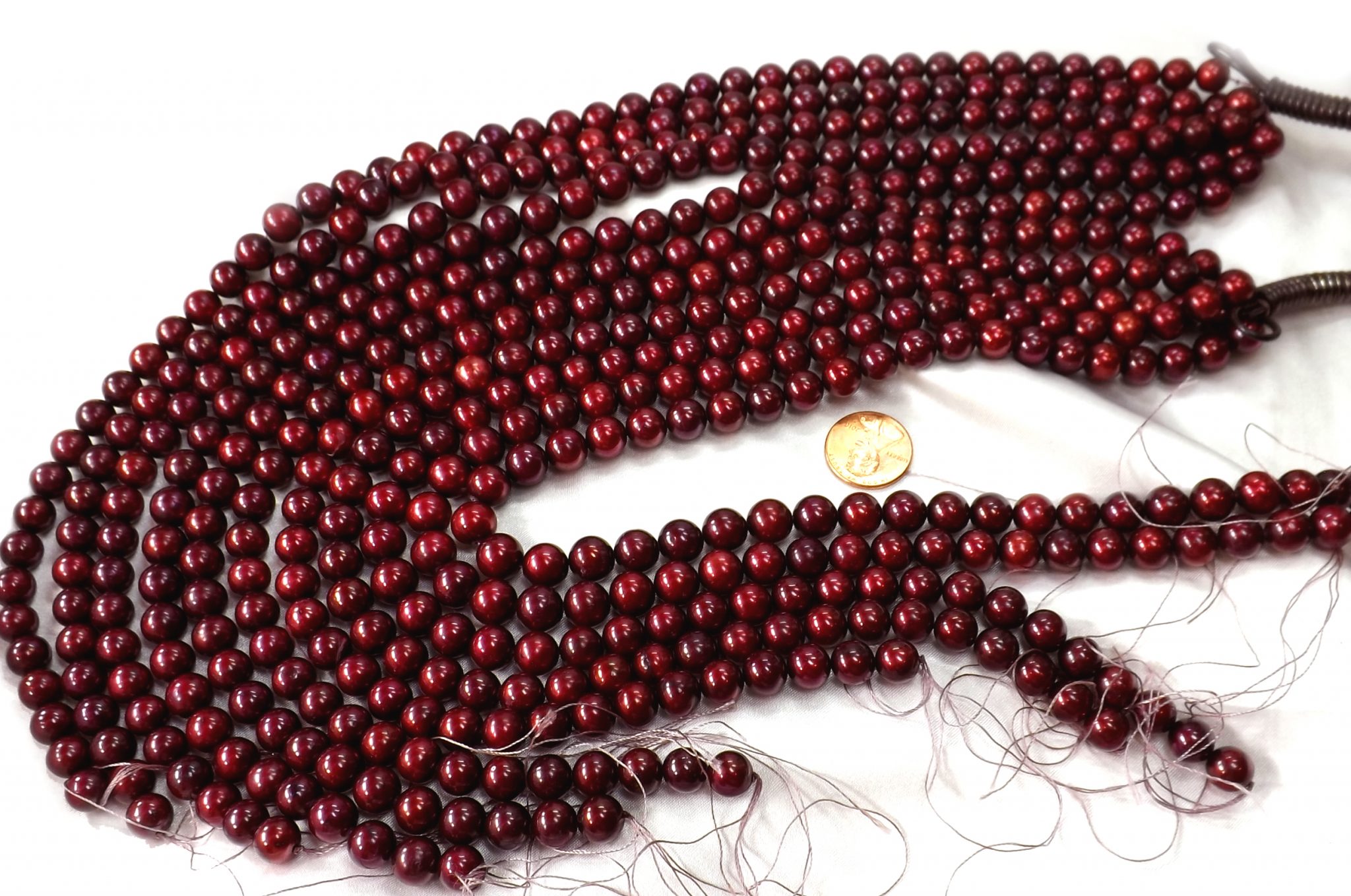 Cranberry Red Colored 9-10mm High Quality Round Pearl Strands