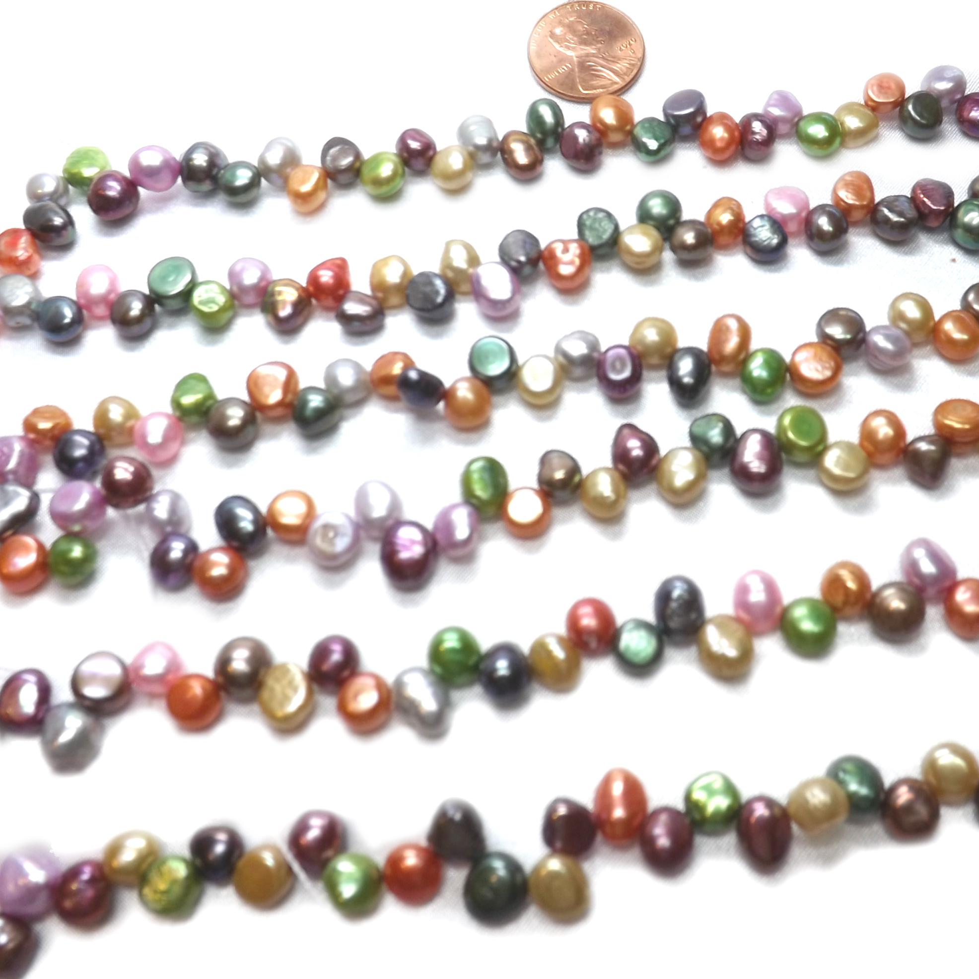 multi-colored 6-7mm baroque pearl strands
