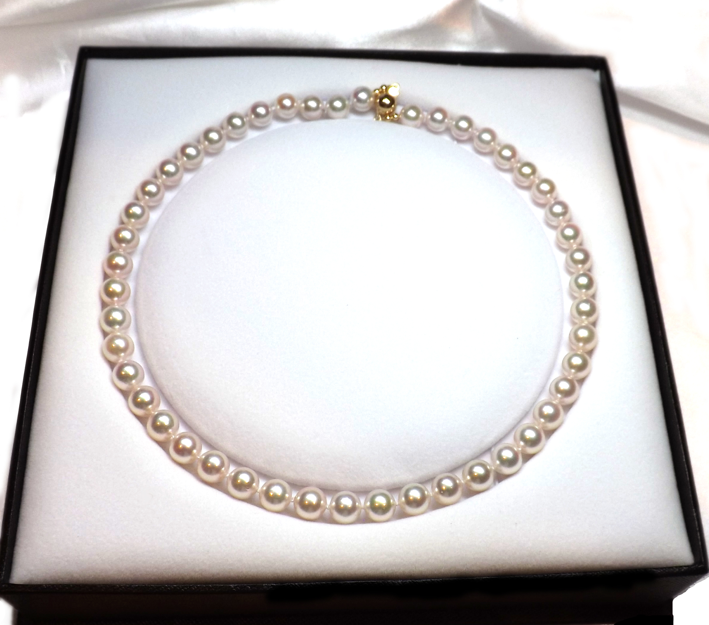 8-8.5mm Akoya HIGH AAA Quality 18″ Pearl Necklace 14KG clasp