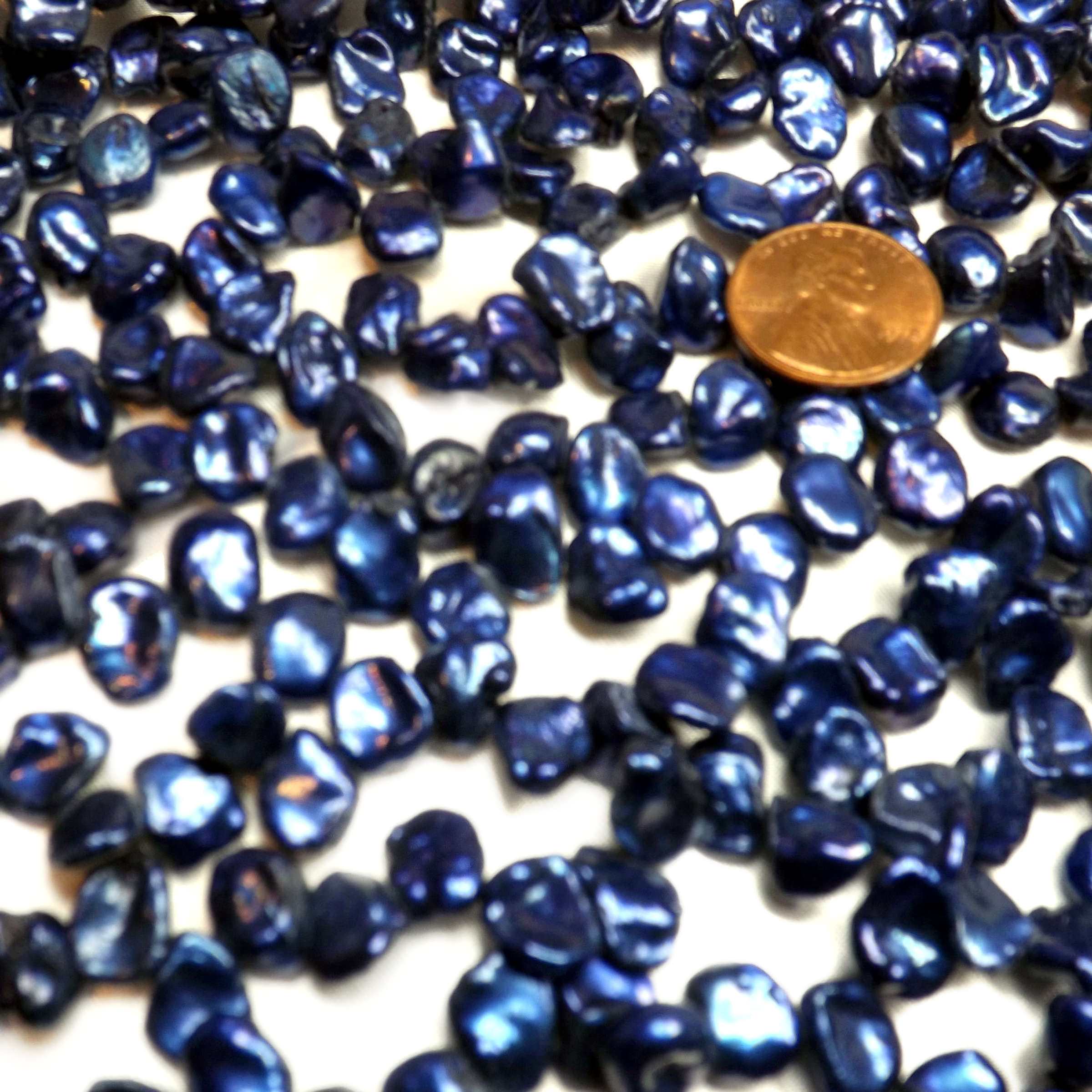 7x10mm large sized navy blue keshi pearl strands