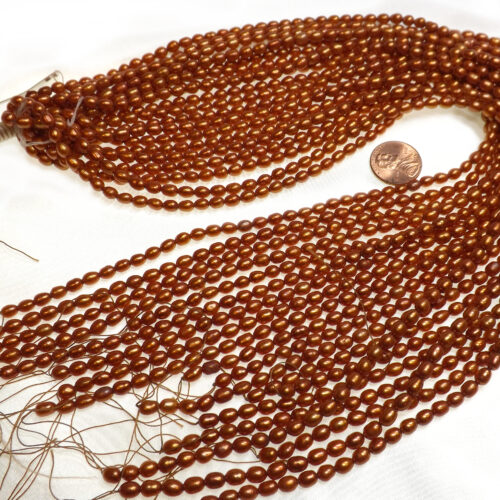 4-5mm High Quality Real Pearls Strand in Bronze Color