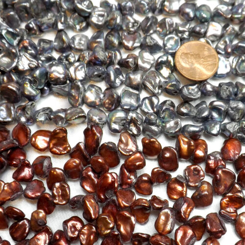 8-11mm large sized brown and black keshi pearl strands