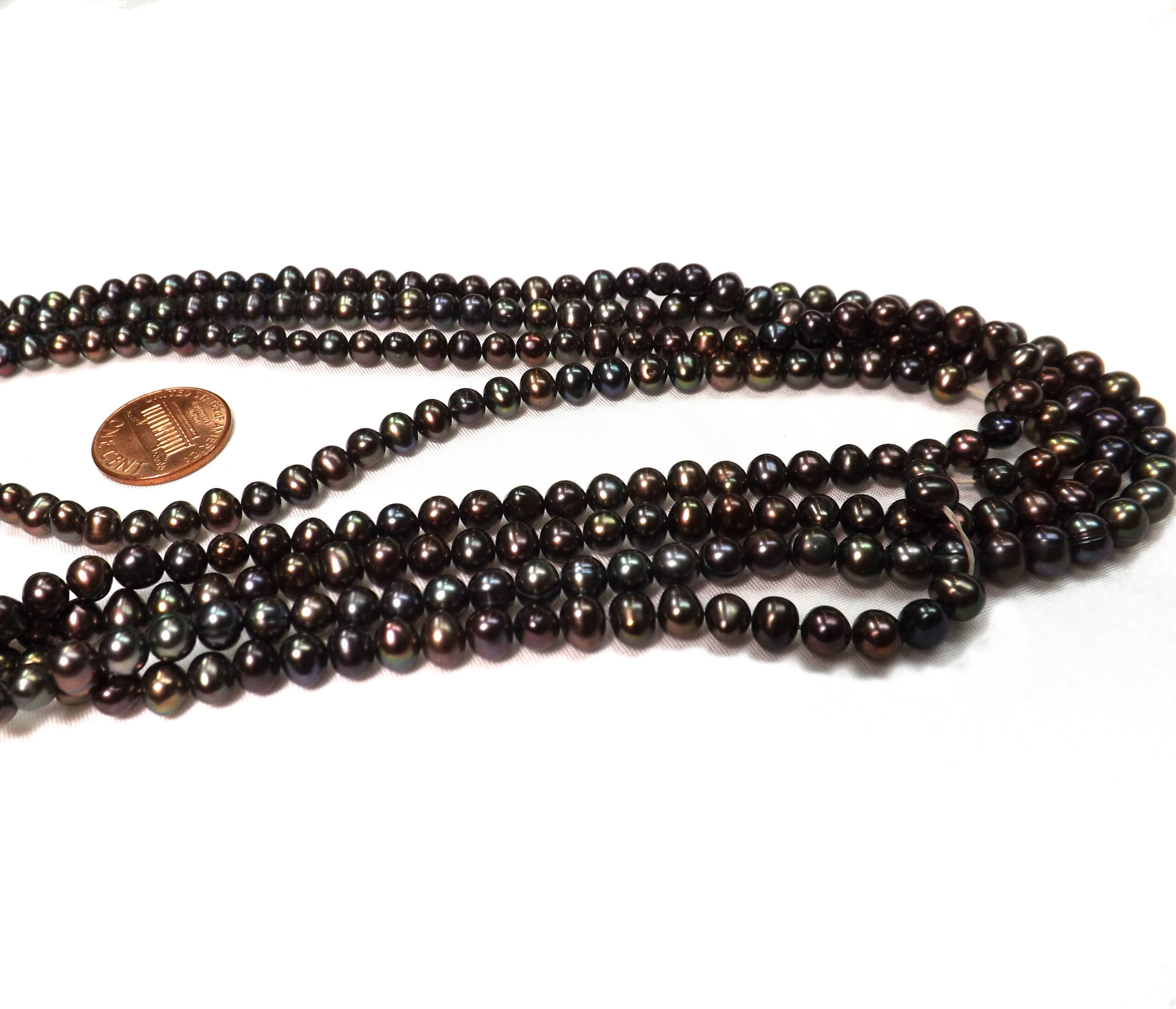 5-6mm multi black Colored Nice Quality Baroque Pearls on a Temporarily Strung Strand