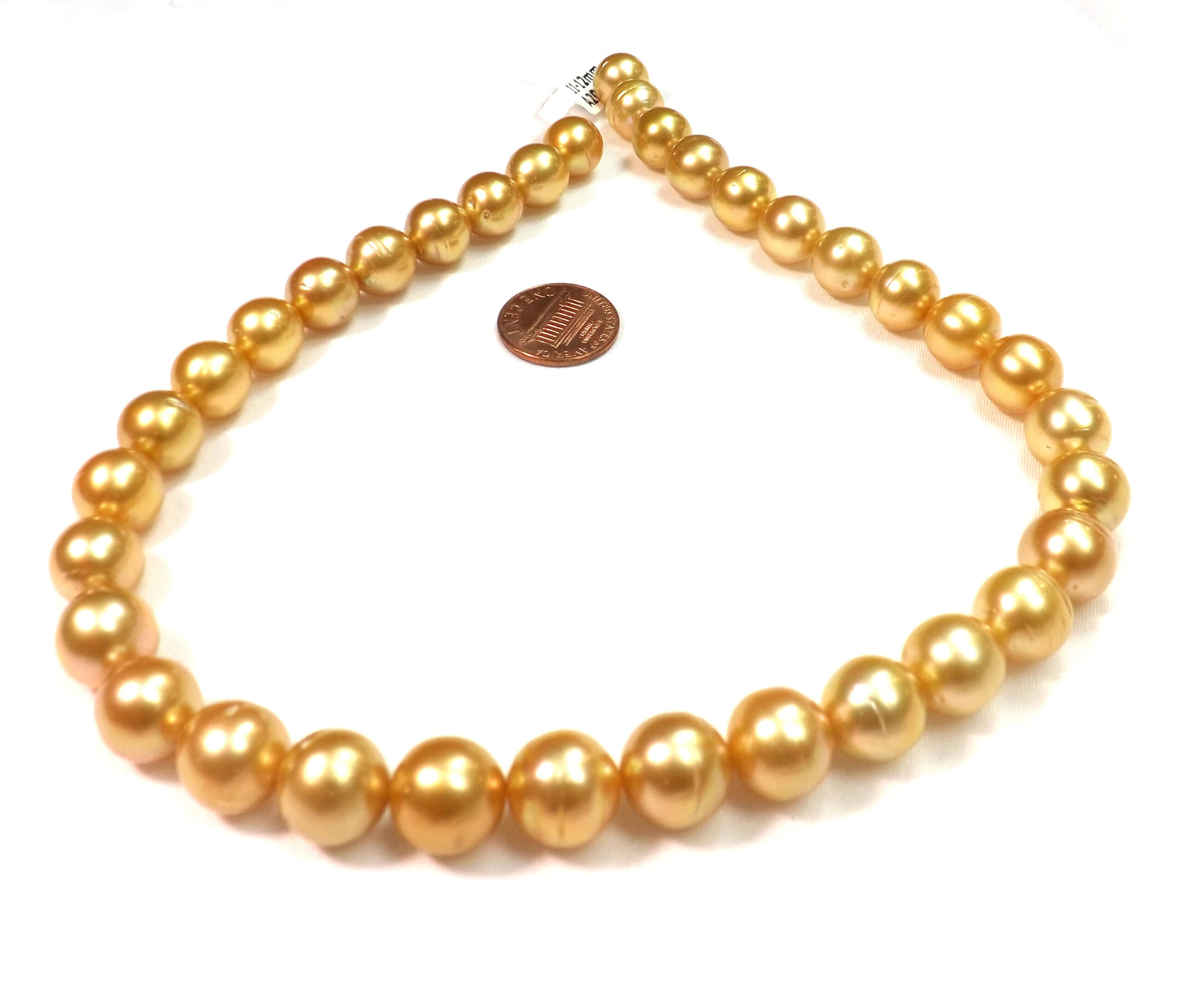 11-12mm round golden south sea pearl necklace