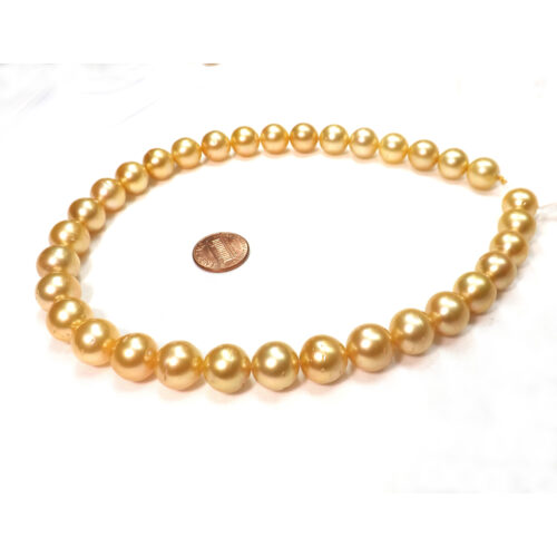 11-12mm round golden south sea pearl necklace